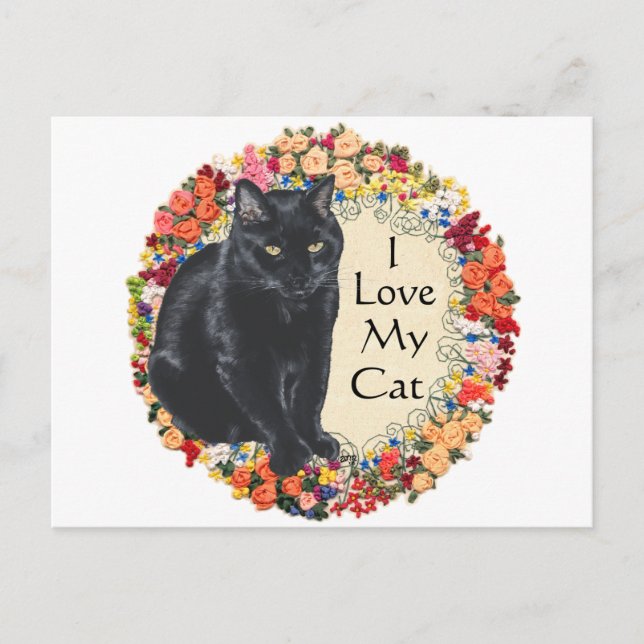 Cartão Postal Amor de Gata Preta (Frente)