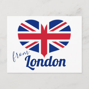 Cartão Postal Amor de Londres Cabeçalho Reino Unido Bandeira