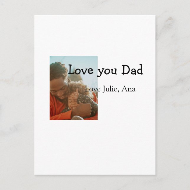 Cartão Postal amor dia de os pais pai adicionar nome de foto sim (Frente)