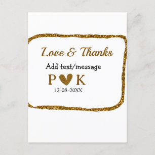 Cartão Postal Amor e agradecimento adicionam nome do casal doura