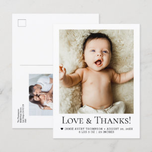 Cartão Postal Amor e Agradecimento Bebê 2 Fotos Anúncio de nasci