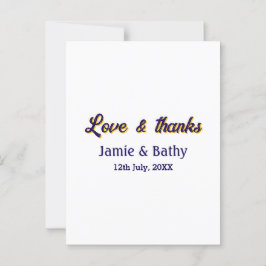 Cartão Postal Amor e agradecimento casal nome data laranja roxo