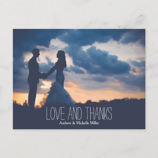 Cartão Postal Amor e agradecimento casamento obrigado