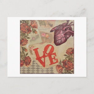 Cartão Postal Amor e Corações