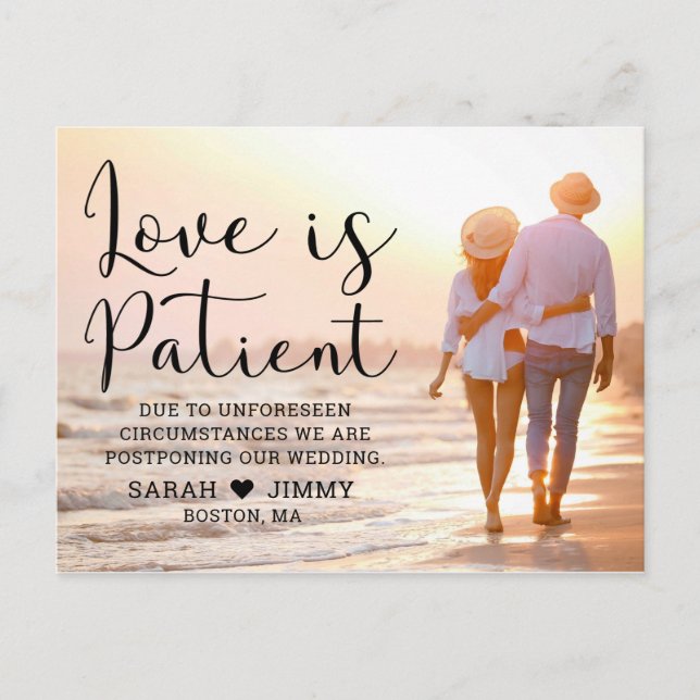 Cartão Postal Amor é Foto de Script Preto Moderno do Paciente (Frente)