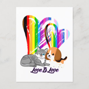 Cartão Postal Amor é Gato e Cachorro - LGBTQ+ Proprietário de Pe