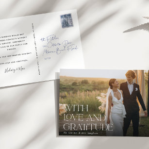Cartão Postal Amor e gratidão   Foto De Casamento Obrigado