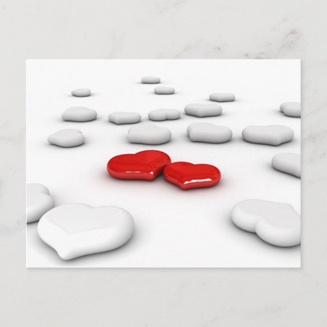 Cartão Postal Amor e muitos corações (Frente)