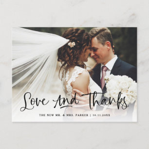 Cartão Postal Amor e Obrigados   Casamento de Foto Casual Obriga