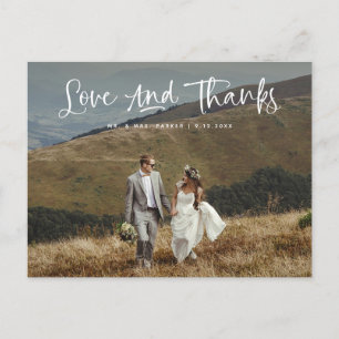 Cartão Postal Amor e Obrigados Casamento de Foto Casual Obriga