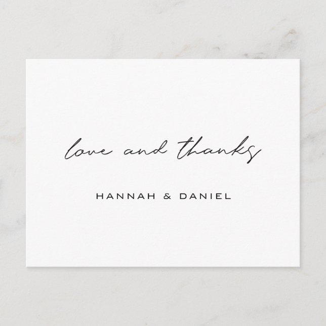 Cartão Postal Amor e Obrigados Casamento Simples Obrigado  (Frente)
