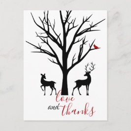 Cartão Postal Amor e Obrigados Deer Casal Winter Obrigado
