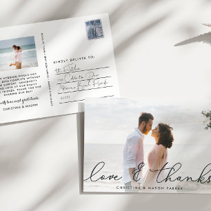 Cartão Postal Amor e Obrigados   Foto De Casamento Obrigado