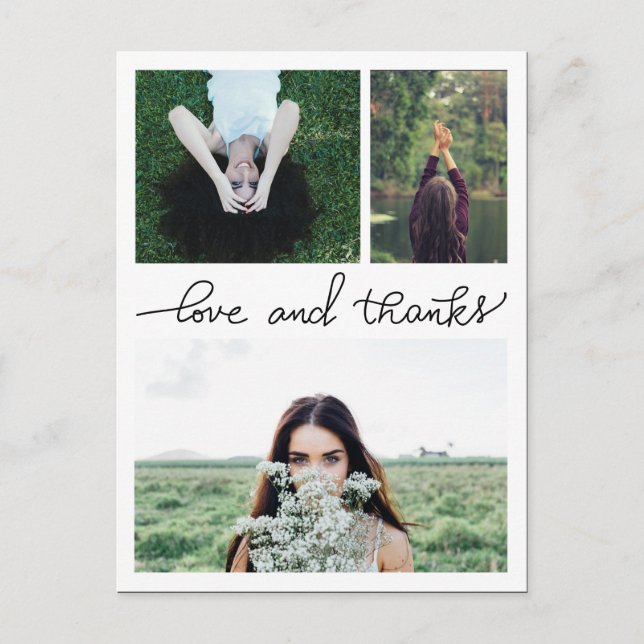 Cartão Postal Amor E Obrigados Manuscritos Três Fotos De Formand (Frente)