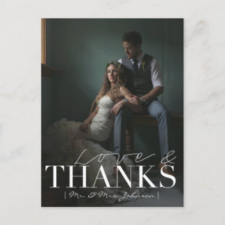 Cartão Postal Amor e Obrigados modernos | Casamento Obrigado Fot