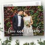 Cartão Postal Amor e Obrigados modernos de tendências | Foto De<br><div class="desc">Amor e Obrigados modernos de tendências | Cartão-postal de casamento</div>
