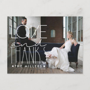 Cartão Postal Amor E Obrigados Nome personalizado e fotografia