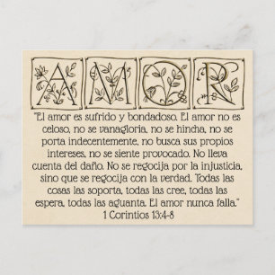 Cartão Postal Amor é Paciente, Nunca Falha~Escritura~Casamento