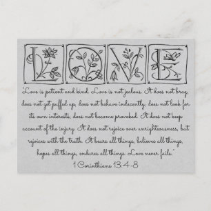 Cartão Postal Amor é Paciente, Nunca Falha~Escritura~Casamento
