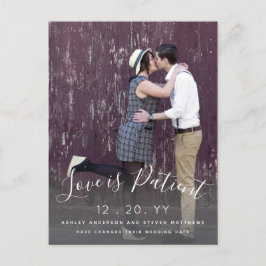 Cartão Postal Amor é Patient Script Photo Wedding Adiado