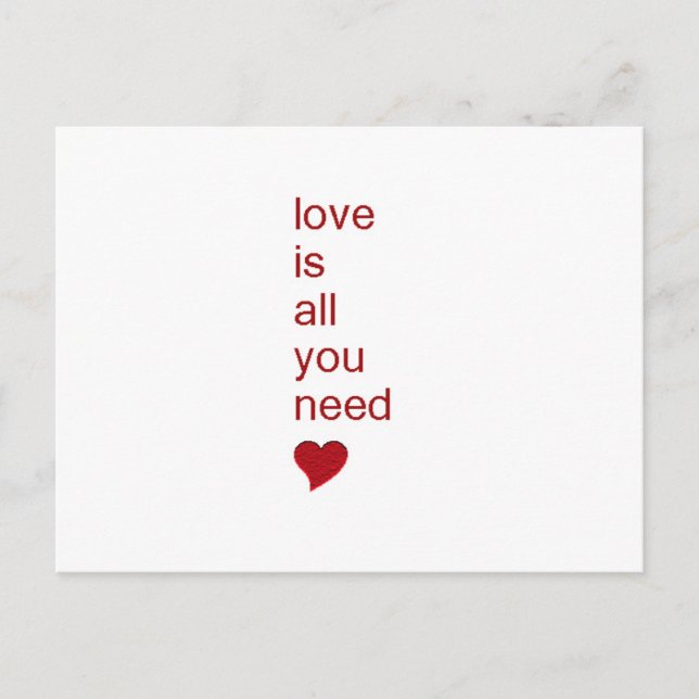 Cartão Postal Amor é tudo que você precisa (Frente)