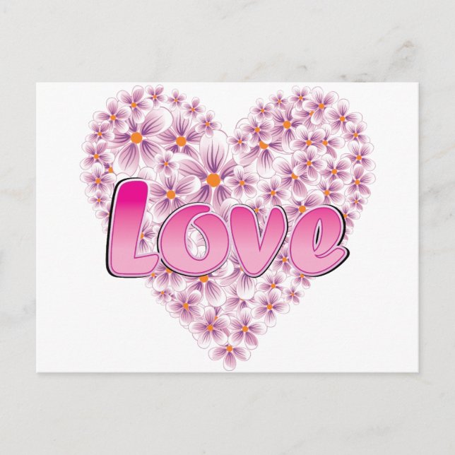 Cartão Postal Amor e Visitas Rosa (Frente)