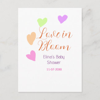 Cartão Postal Amor em flor coração colorido nome do chá de bebê 
