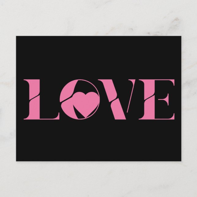Cartão Postal Amor em Texto Rosa Dia dos Namorados (Frente)