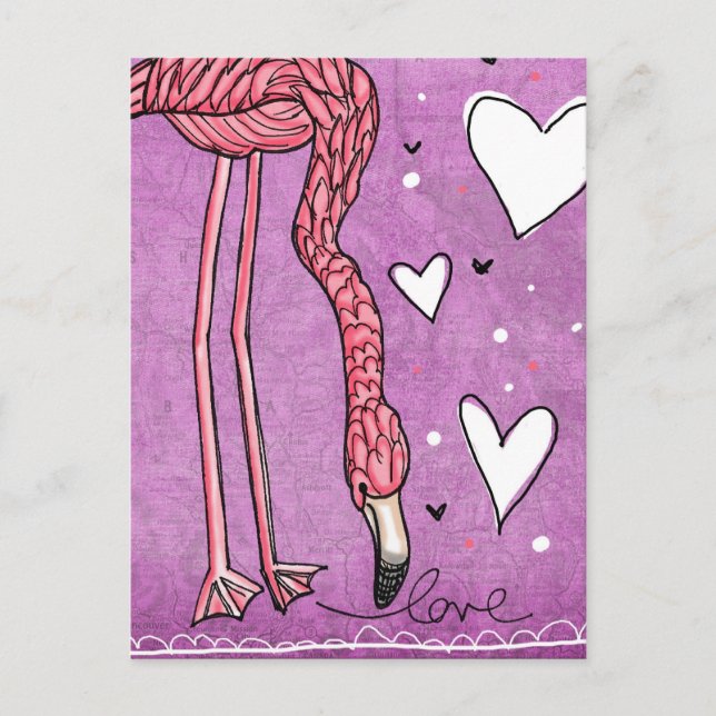 Cartão Postal amor flamingo (Frente)