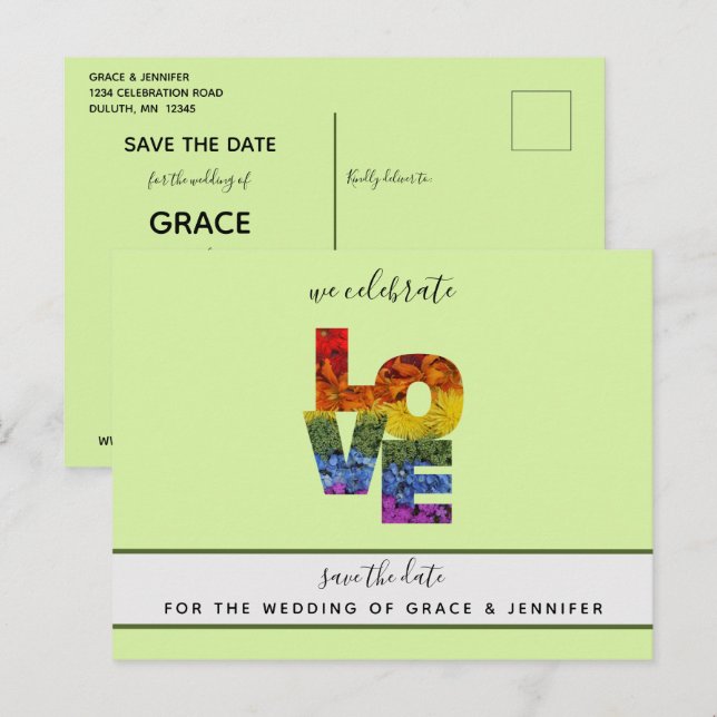 Cartão Postal AMOR Green Pensou que Casamento do Mesmo Sexo Salv (Frente/Verso)