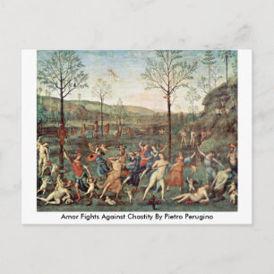 Cartão Postal Amor luta contra a castidade por Pietro Perugino
