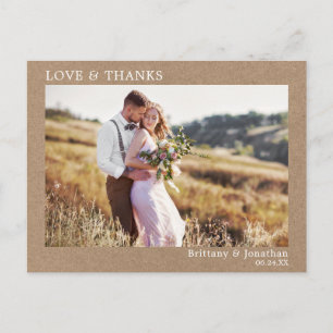 Cartão Postal Amor Minimalista Moderno Obrigado Casamento Kraft