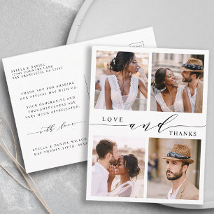 Cartão Postal Amor Moderno e Obrigados 4 Foto de Casamento Obrig