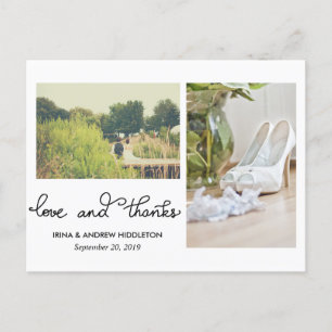 Cartão Postal Amor Moderno E Obrigados Escrevem Duas Fotos De Ca