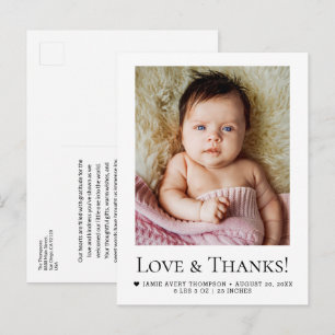 Cartão Postal Amor Moderno & Obrigado Bebê Foto Anúncio de Nasci
