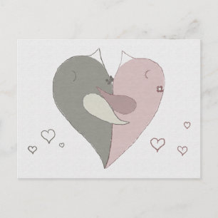 Cartão Postal Amor Pássaros Coração