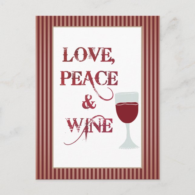 Cartão Postal Amor Peace Wine (Frente)
