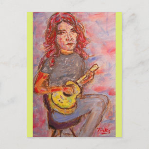 Cartão Postal amor pela paz e ukulele