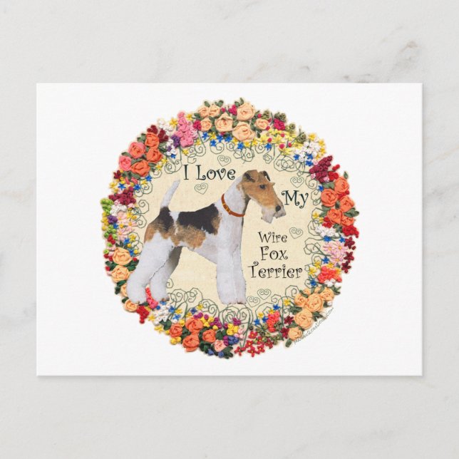 Cartão Postal Amor pelo Fox Terrier de Pelo de Arame (Frente)
