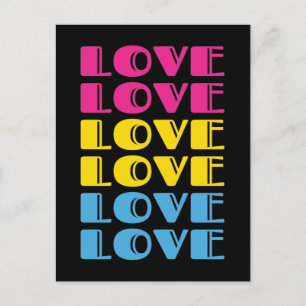 Cartão Postal Amor Repetitivo Orgulho Pansexual LGBTQ