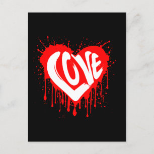 Cartão Postal Amor Retro Coração Vermelho Dia dos Namorados Text