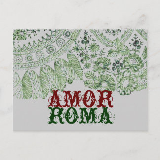 Cartão Postal Amor Roma Com Lace Verde