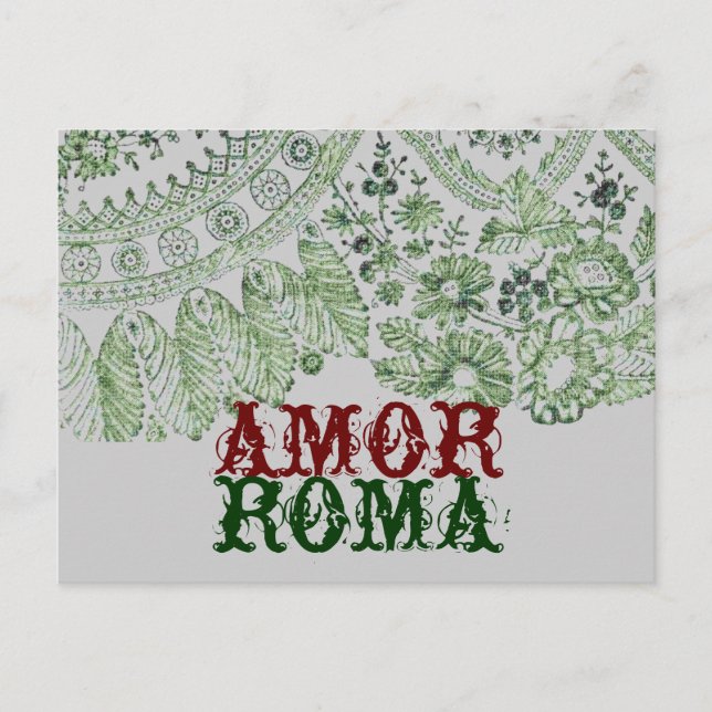 Cartão Postal Amor Roma Com Lace Verde (Frente)