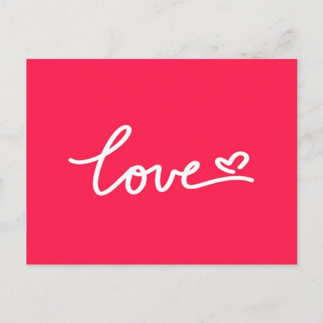 Cartão Postal Amor texto branco em vermelho (Frente)