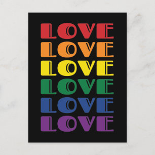 Cartão Postal Amor Texto Repetitivo Orgulho gay LGBTQ