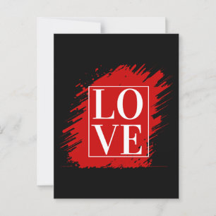 CARTÃO POSTAL AMOR TIPOGRAFIA BRANCA ARTE VERMELHA