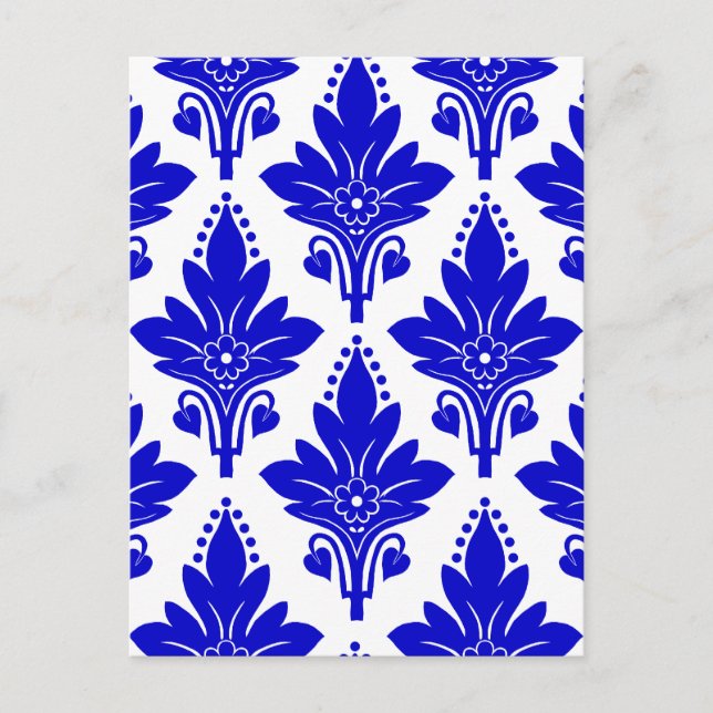Cartão Postal AMOROSO DAMASK: AZUL e BRANCO (Frente)