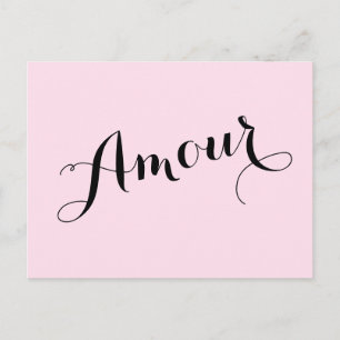 Cartão Postal Amour francês ama rosa e chic preto parisiense