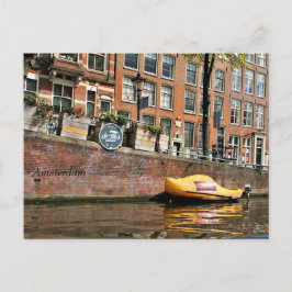 Cartão Postal Amsterdã, Canal, Barco de Sapato de Madeira