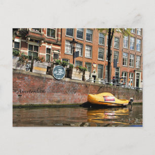 Cartão Postal Amsterdã, Canal, Barco de Sapato de Madeira